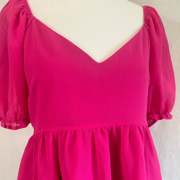 Bright Pink Peplum Blouse - Picture 2 of 5